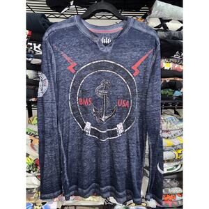 Y2K Nobility “walk The Flank” Navy Longsleeve Shirt Size Small